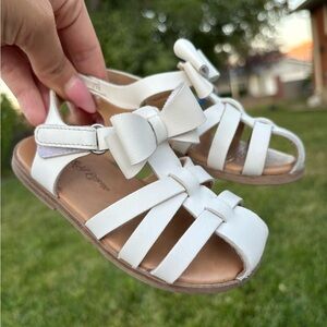 Self Esteem White Kids Sandals with Bow Accent